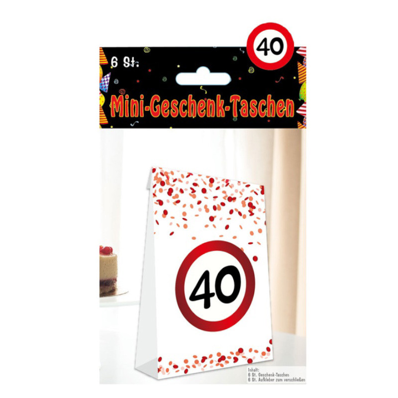 Udo Schmidt Mini-Geschenk-Tasche 40 Papier 6-tlg dekorative Partytüten zum 18 Geburtstag
